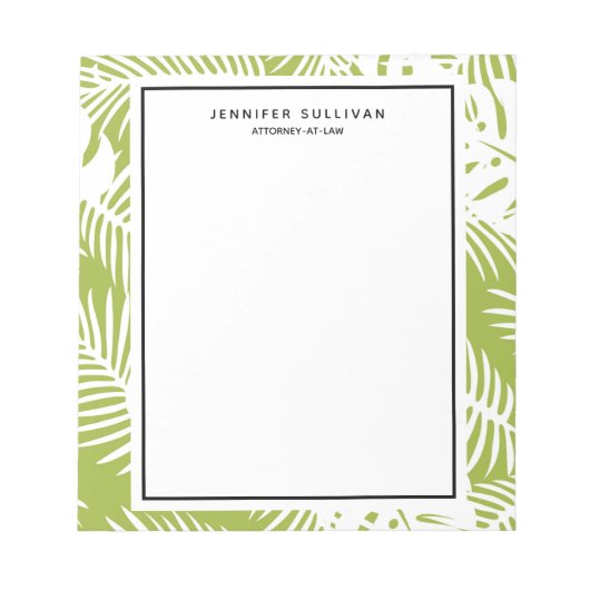 Bloc-note Green Palm Feuille Rainforest Motif (Devant)