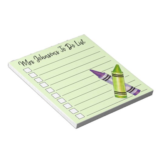 Bloc-note Green Purple Crayon École d'art Enseignant à faire (Incliné)