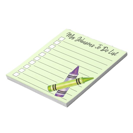 Bloc-note Green Purple Crayon École d'art Enseignant à faire (Tourné)