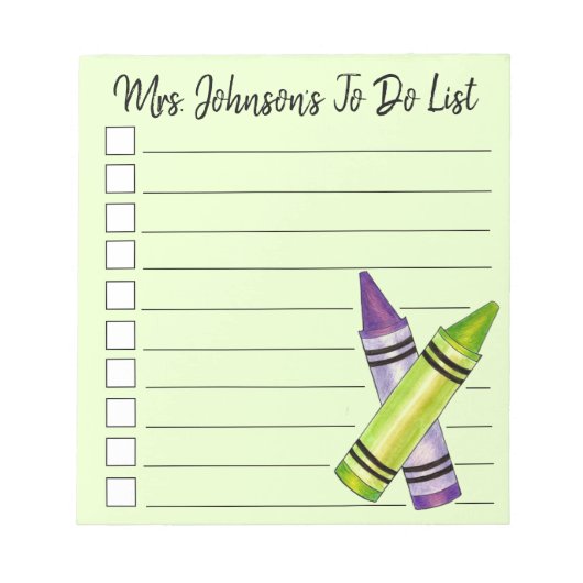 Bloc-note Green Purple Crayon École d'art Enseignant à faire (Devant)