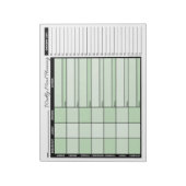Bloc-note Green Weekly Meal Planner with Grocery List (Tourné)
