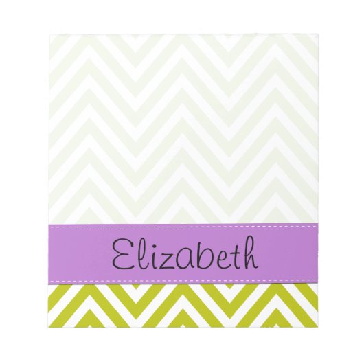 Bloc-note Green Zigzag, Green Chevron, Votre Nom (Devant)