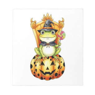 Bloc-note Grenouille mignonne d'Halloween sur citrouille