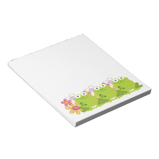 Bloc-note Grenouille mignonne et fleurs (Incliné)