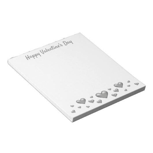Bloc-note Grey Valentine's Day Hearts & Custom Text (Incliné)