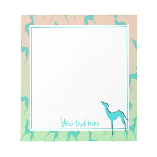 Bloc-note Greyhound whippet silhouette motif personnalisé (Devant)