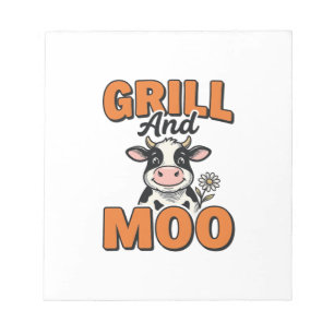 Bloc-note Grill de vache drôle et conception de T-Shirt vint