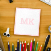 Bloc-note Grille de points de monogramme rose pastel