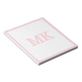 Bloc-note Grille de points de monogramme rose pastel (Incliné)