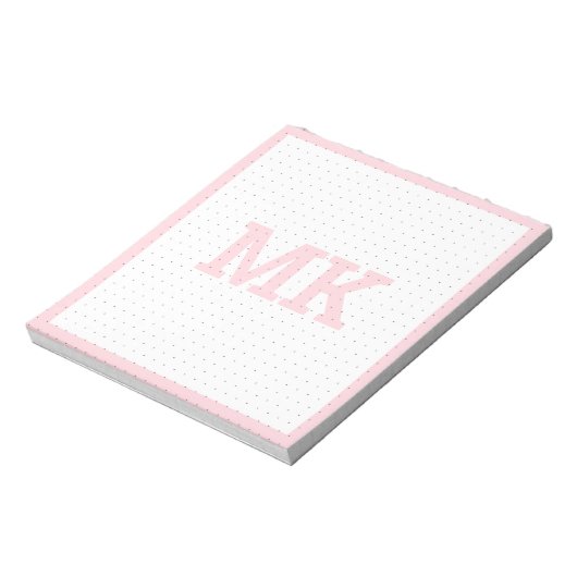 Bloc-note Grille de points de monogramme rose pastel (Tourné)