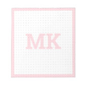 Bloc-note Grille de points de monogramme rose pastel (Devant)