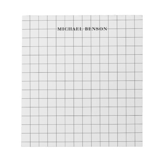 Bloc-note Grille gris-noir moderne Nettoyer Monogramme simpl (Devant)