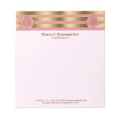 Bloc-note Grilles d'or monogramme et Motif géométrique rose (Devant)