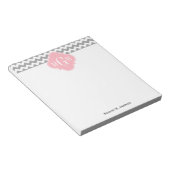 Bloc-note Gris blanc Chevron rose Quatrefoil 3 Monogramme (Incliné)