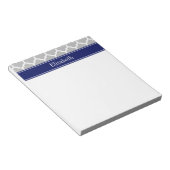 Bloc-note Gris Blanc Marocain #5 Bleu Marine Monogramme Nom (Incliné)