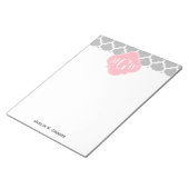 Bloc-note Gris Blanc Marocain #5 Rose 3 Monogramme initial (Incliné)