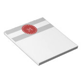 Bloc-note Gris blanc Motif, Monogramme rouge (Incliné)