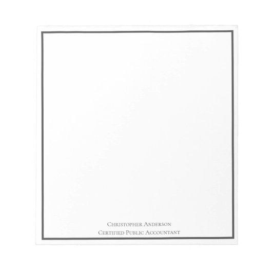 Bloc-note Gris Blanc Professionnel Entreprise Personnalisée (Devant)