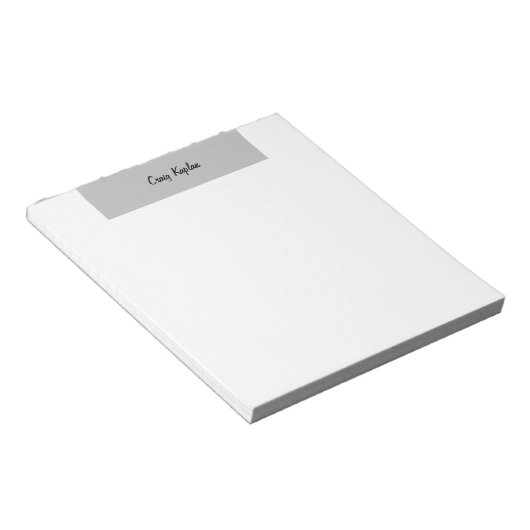 Bloc-note Gris clair Blanc simple Nom moderne Modifier (Incliné)