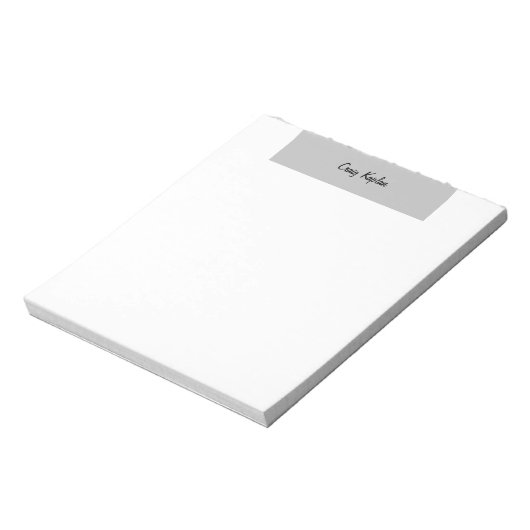 Bloc-note Gris clair Blanc simple Nom moderne Modifier (Tourné)