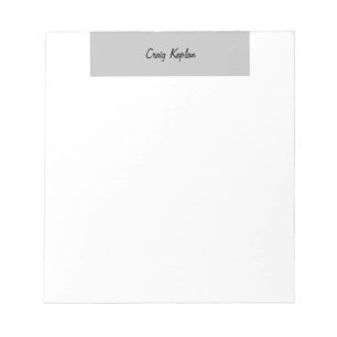 Bloc-note Gris clair Blanc simple Nom moderne Modifier