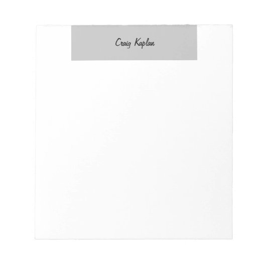 Bloc-note Gris clair Blanc simple Nom moderne Modifier (Devant)