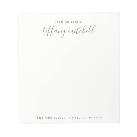 Bloc-note Gris et blanc simple et élégant | Typographie (Devant)