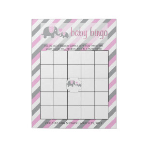 Bloc-note Gris et rose Bébé Eléphant Bingo