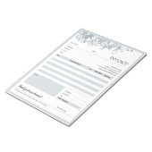 Bloc-note Gris Floral Frontière Petite Entreprise Modèle de (Incliné)