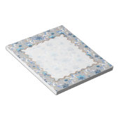 Bloc-note Gris floral, rétro, gris, bleu (Incliné)