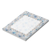 Bloc-note Gris floral, rétro, gris, bleu (Tourné)