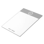 Bloc-note Gris foncé blanc clé grecque cadre Rnd initial Mon (Incliné)