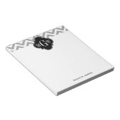 Bloc-note Gris foncé Lg Chevron Noir Quatrefoil 3 Monogramme (Incliné)