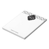 Bloc-note Gris foncé Lg Chevron Noir Quatrefoil 3 Monogramme (Tourné)