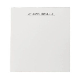 Bloc-note Gris Platine Minimaliste Moderne Nom Personnel