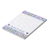 Bloc-note Gris, Violet, Beige, Carré Bleu/Carreaux Motif (Tourné)