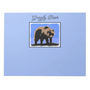 Bloc-note Grizzly Bear en hiver - Art original de la faune