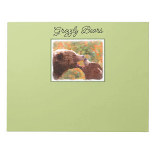 Bloc-note Grizzly Bear Maman et Cub Peinture Faune Art