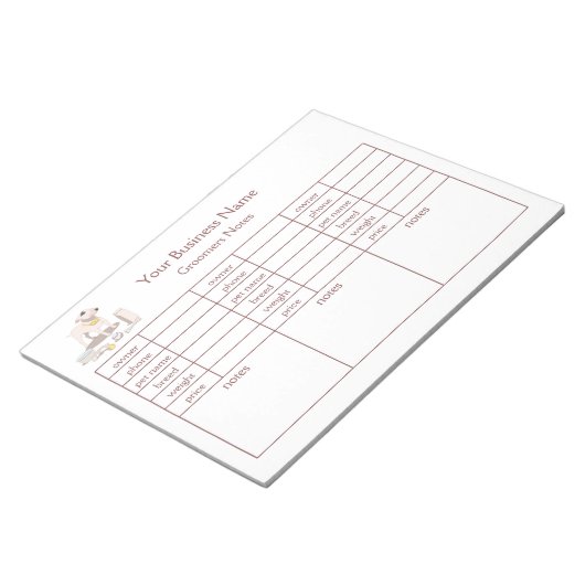 Bloc-note Groomer’s Notes & Pet Client Tracking Notepad (Incliné)