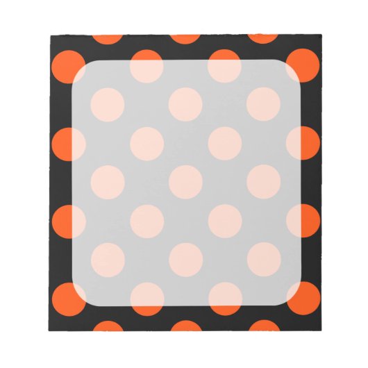 Bloc-note Gros points orange sur noir (Devant)