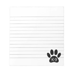 Bloc-note Grunge Distressed Chien Paw K-9 Liné