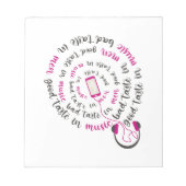 Bloc-note Guillemet de fille Bon goût en musique mauvais goû (Devant)