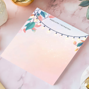 Bloc-note Guirlande de lumières et feuilles Nom personnalisé