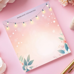 Bloc-note Guirlandes Lumineuses Florales Pastel Nom Personna
