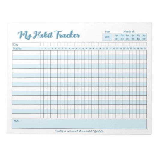 Bloc-note Habit Tracker entièrement personnalisable (Devant)
