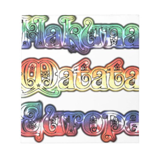 Bloc-note Hakuna Matata Europe Art Imprimer/Graphique (Devant)