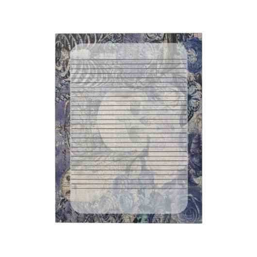 Bloc-note Halloween Crâne avec couronne et hibou (Tourné)