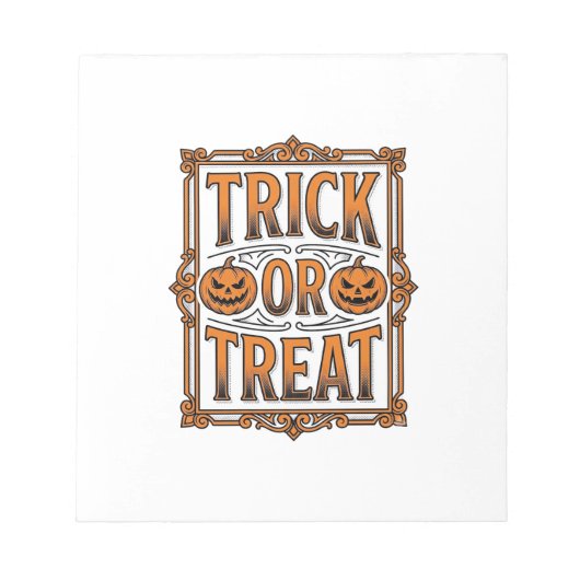 Bloc-note Halloween Friandise Citrouille Crânes Gravure Vint (Devant)