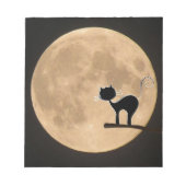 Bloc-note Halloween gothique chat noir avec pleine lune (Devant)