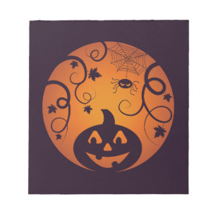 Bloc-note Halloween Jack-o'-lantern citrouille visage et ara